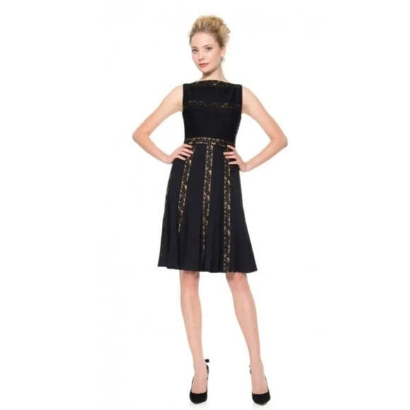 Tadashi Shoji Black Midi Dress with Lace Accents - Picture 5 of 16